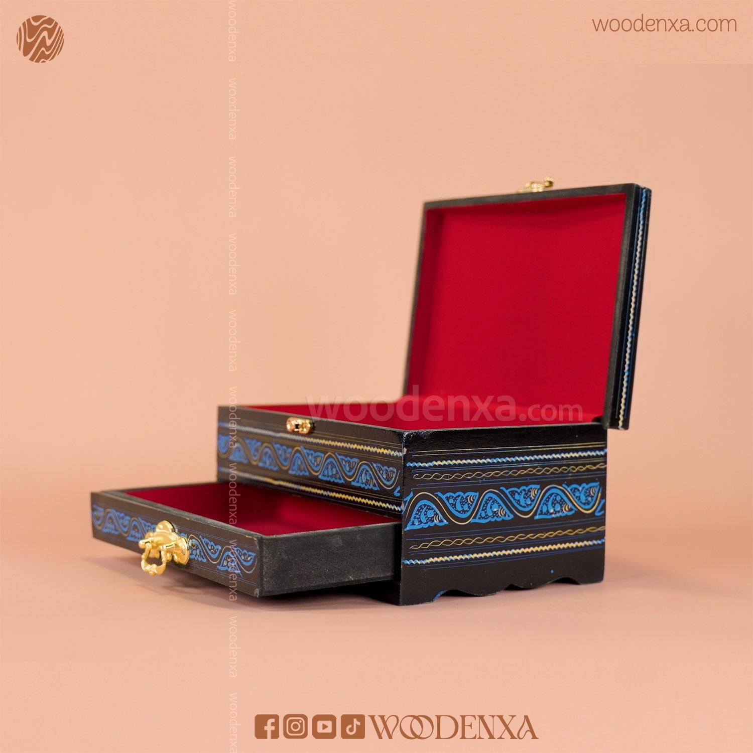 2-Tier Wooden Jewelry Box with Daraz