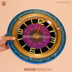 Blue Naqshi Art Wooden Wall Clock