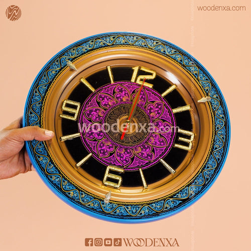 Blue Naqshi Art Wooden Wall Clock