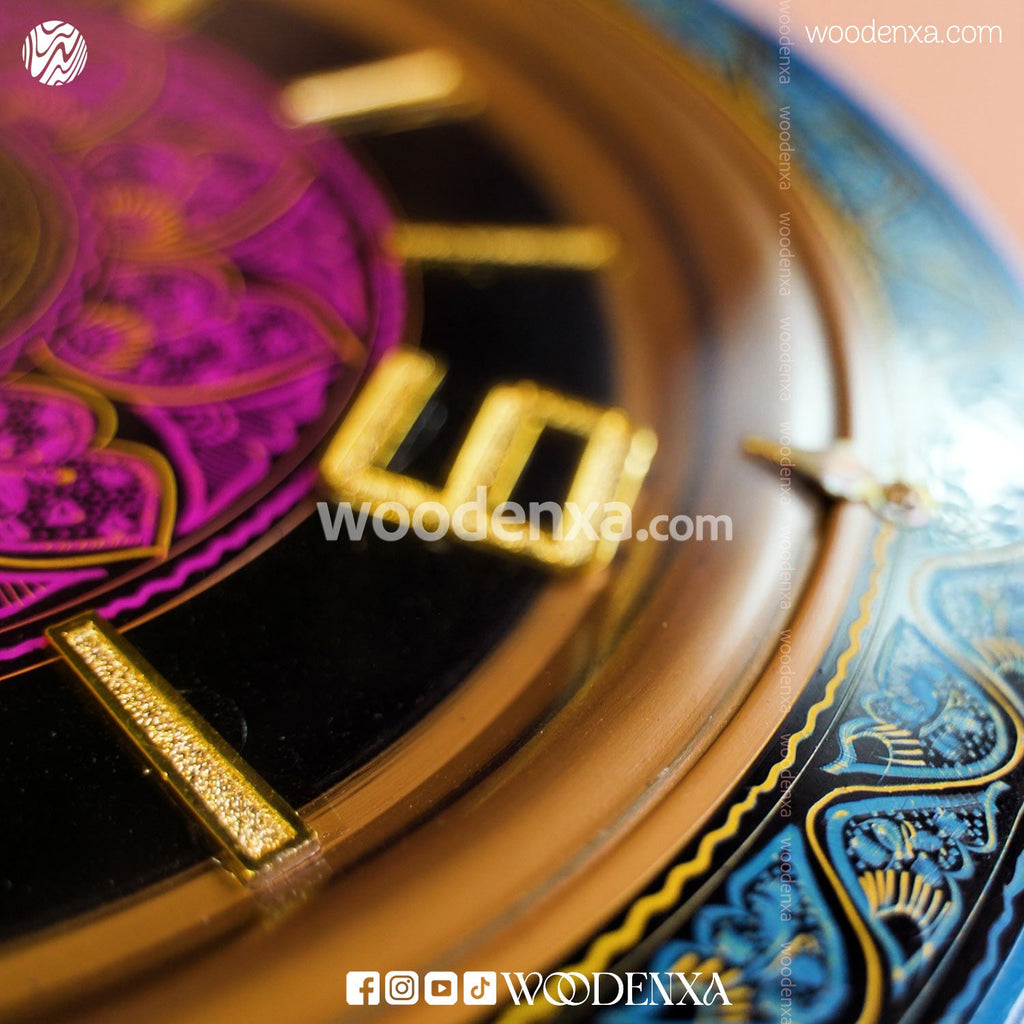 Blue Naqshi Art Wooden Wall Clock