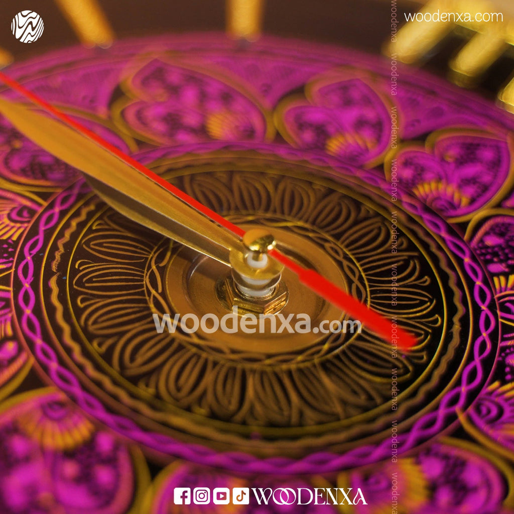 Blue Naqshi Art Wooden Wall Clock