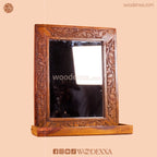 Elegant Wooden Mirror with Carving Design