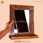 Elegant Wooden Mirror with Carving Design
