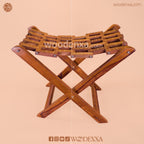Foldable Wooden Stool with Brass Inlay