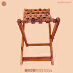 Foldable Wooden Stool with Brass Inlay