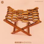 Foldable Wooden Stool with Brass Inlay