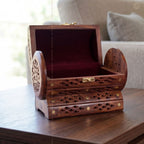 Fully Carved Wooden Jewellery Box with