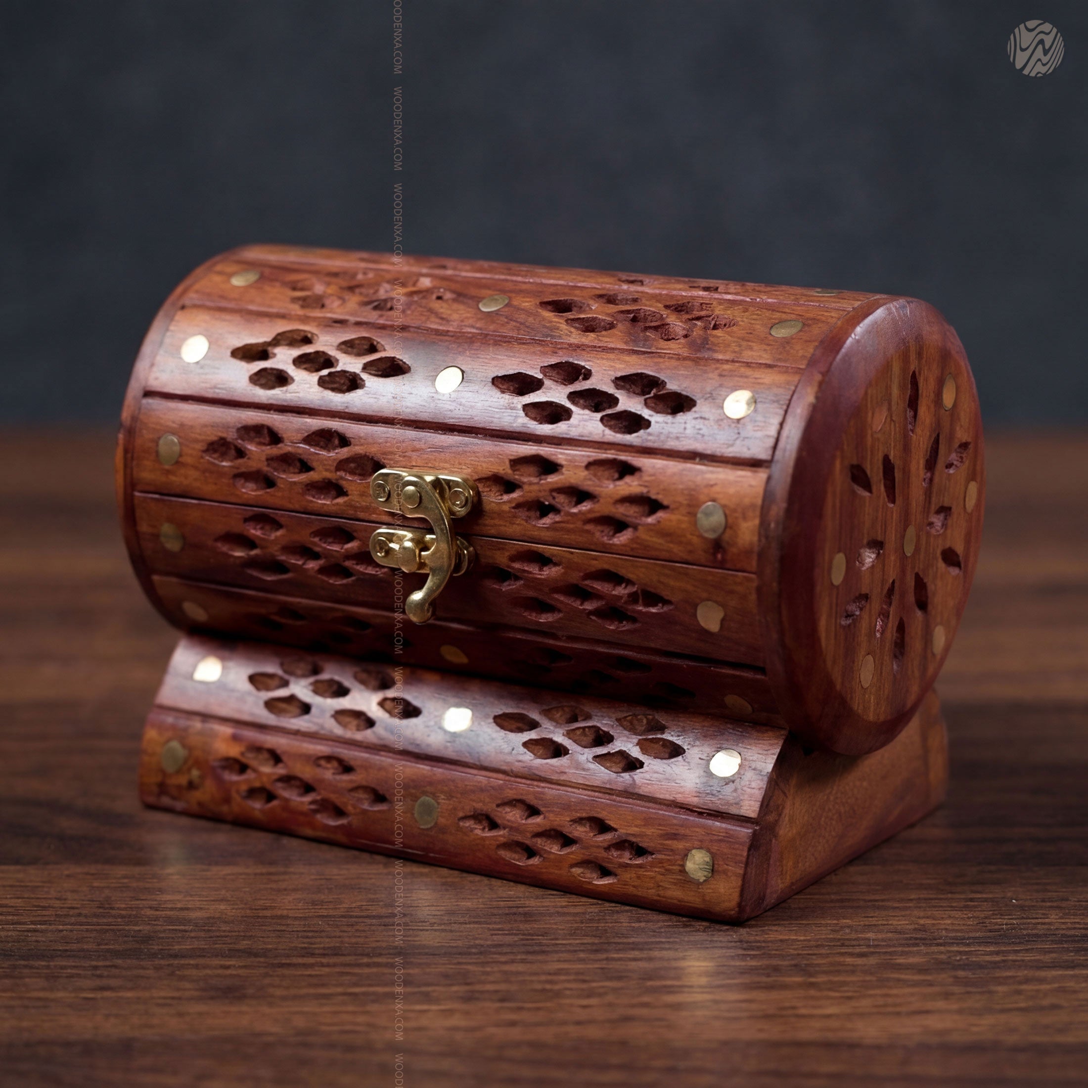 Fully Carved Wooden Jewellery Box with