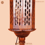 Large Round Wooden Table Lamp with