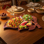 Leaf Style Wooden Serving Tray 3-Section