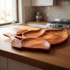 Leaf Style Wooden Serving Tray 3-Section