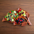 Leaf Style Wooden Serving Tray 3-Section
