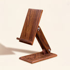 Wooden Carved Adjustable Mobile Stand