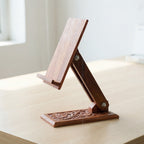 Wooden Carved Adjustable Mobile Stand