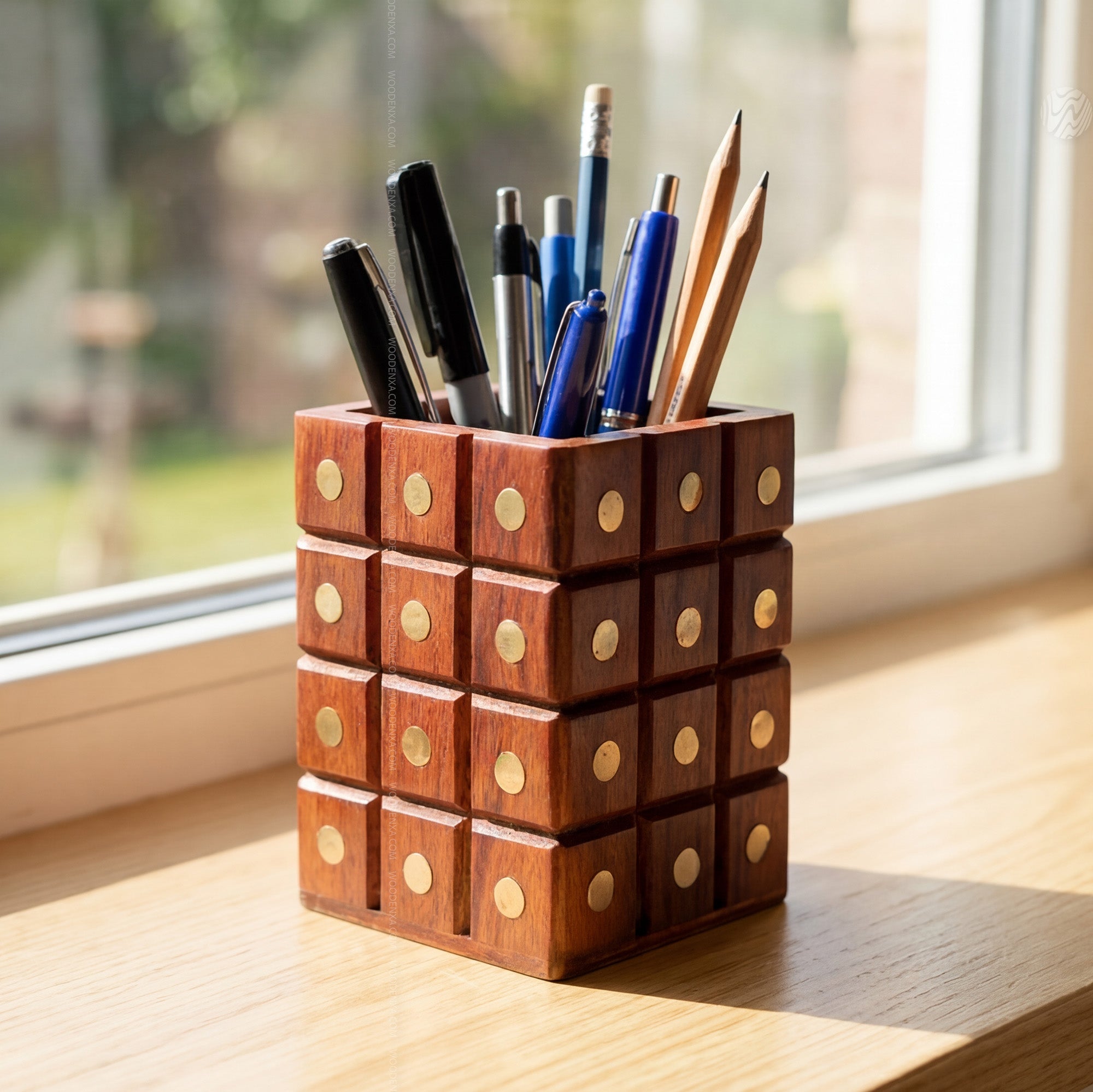 Wooden Multipurpose Pen Jar Square with