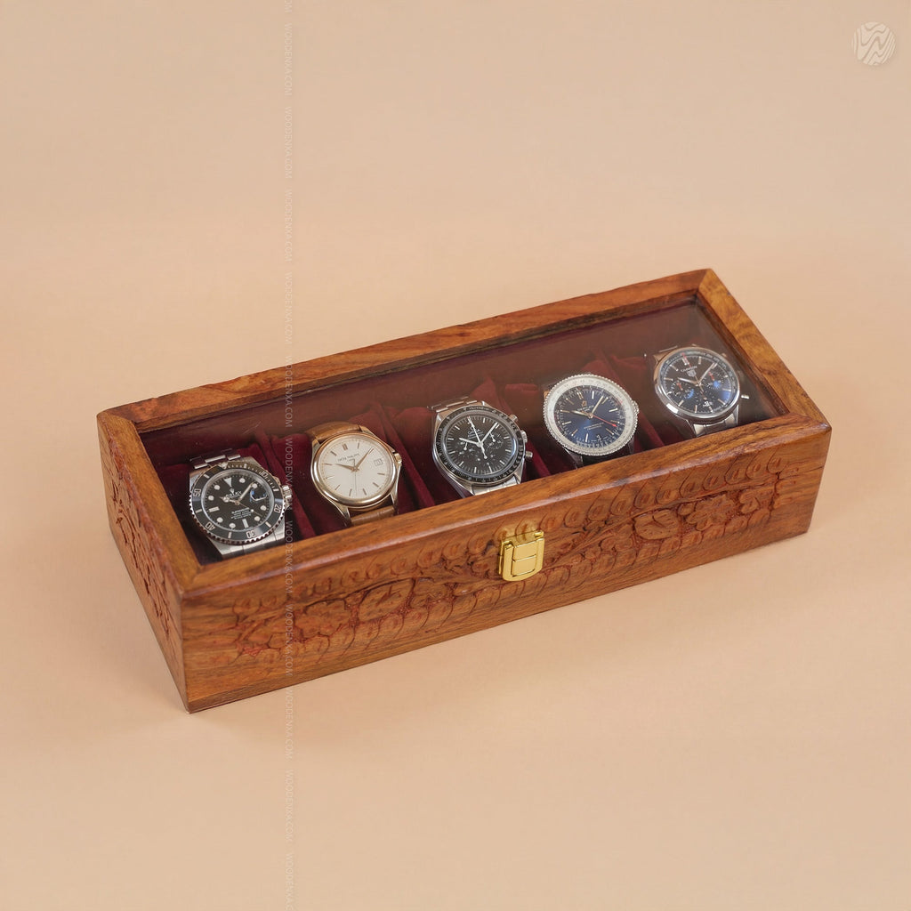 5 Watch Wooden Box with Acrylic