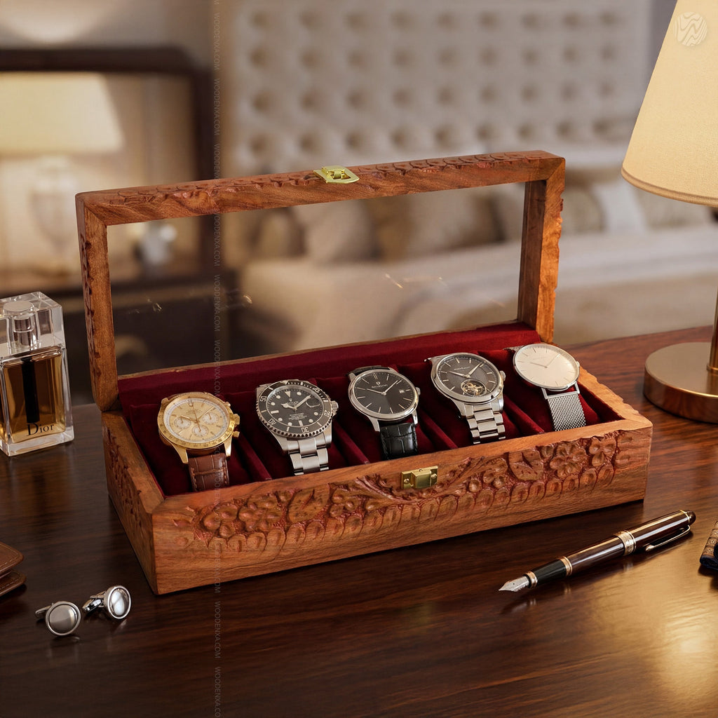 5 Watch Wooden Box with Acrylic