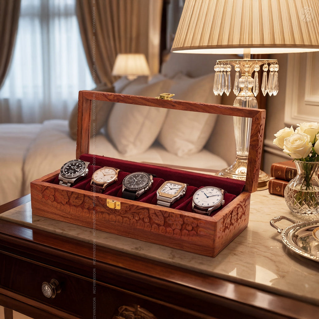 5 Watch Wooden Box with Acrylic