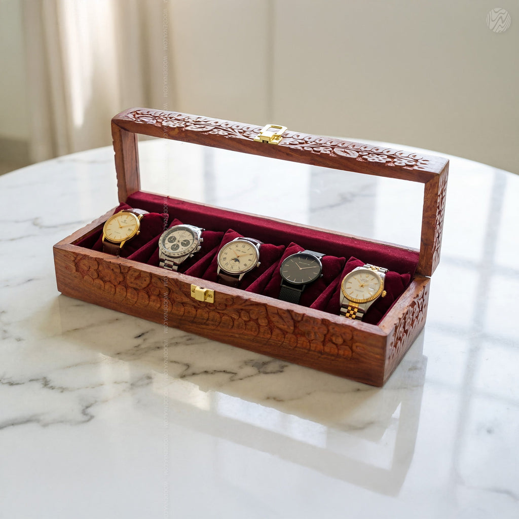 5 Watch Wooden Box with Acrylic