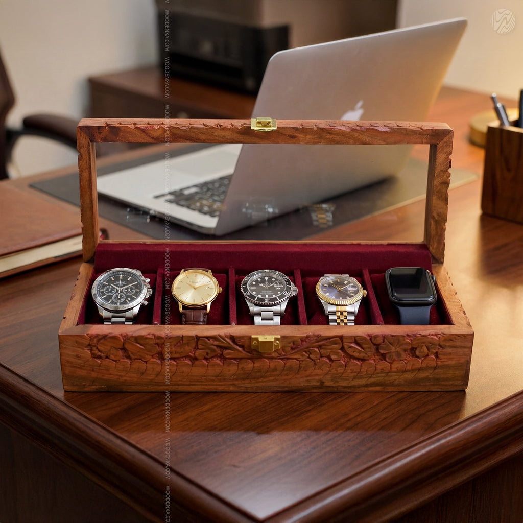 5 Watch Wooden Box with Acrylic