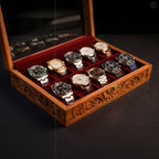 Fully Carved 10‑Watch Wooden Box