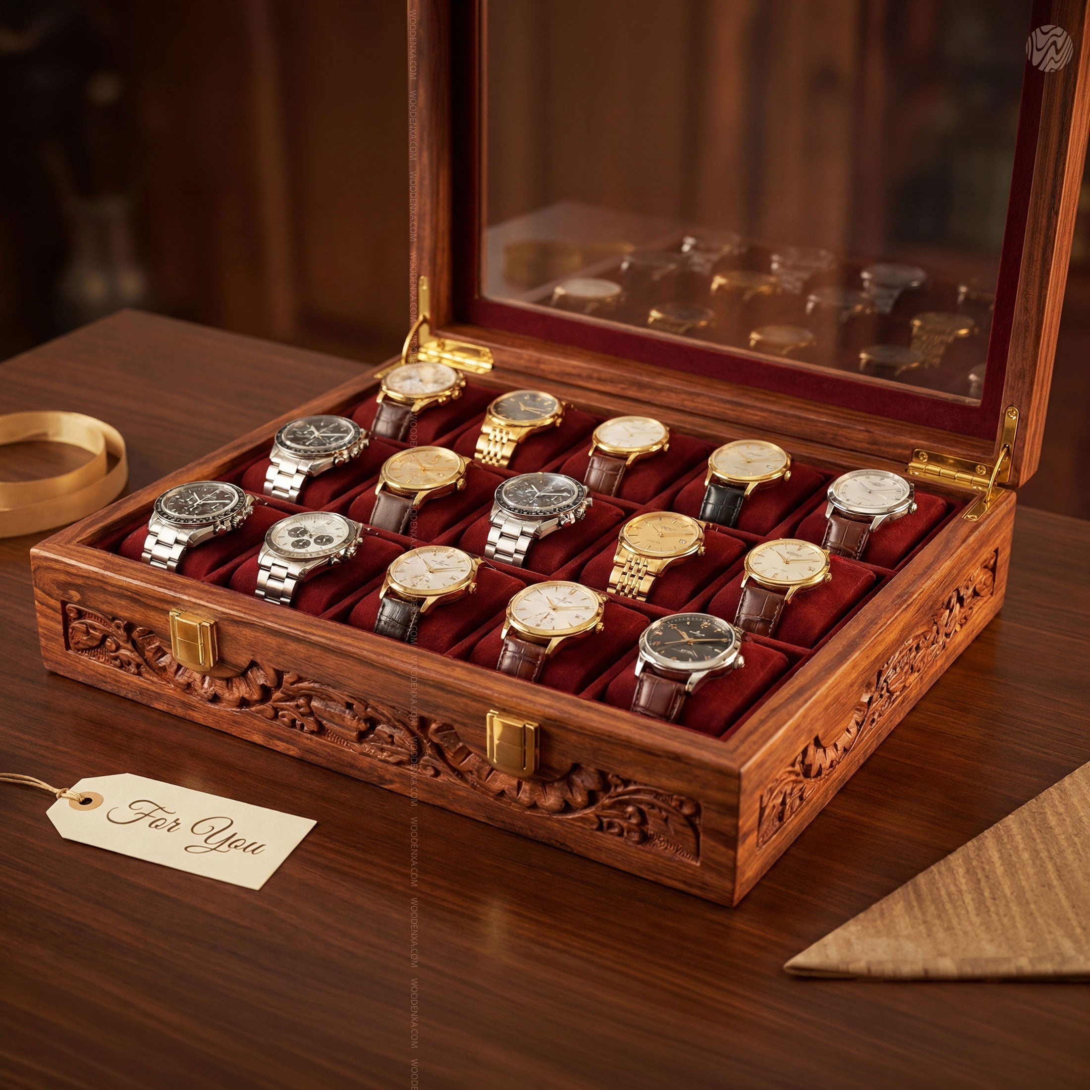 Premium 15 Slot Wooden Watch Box