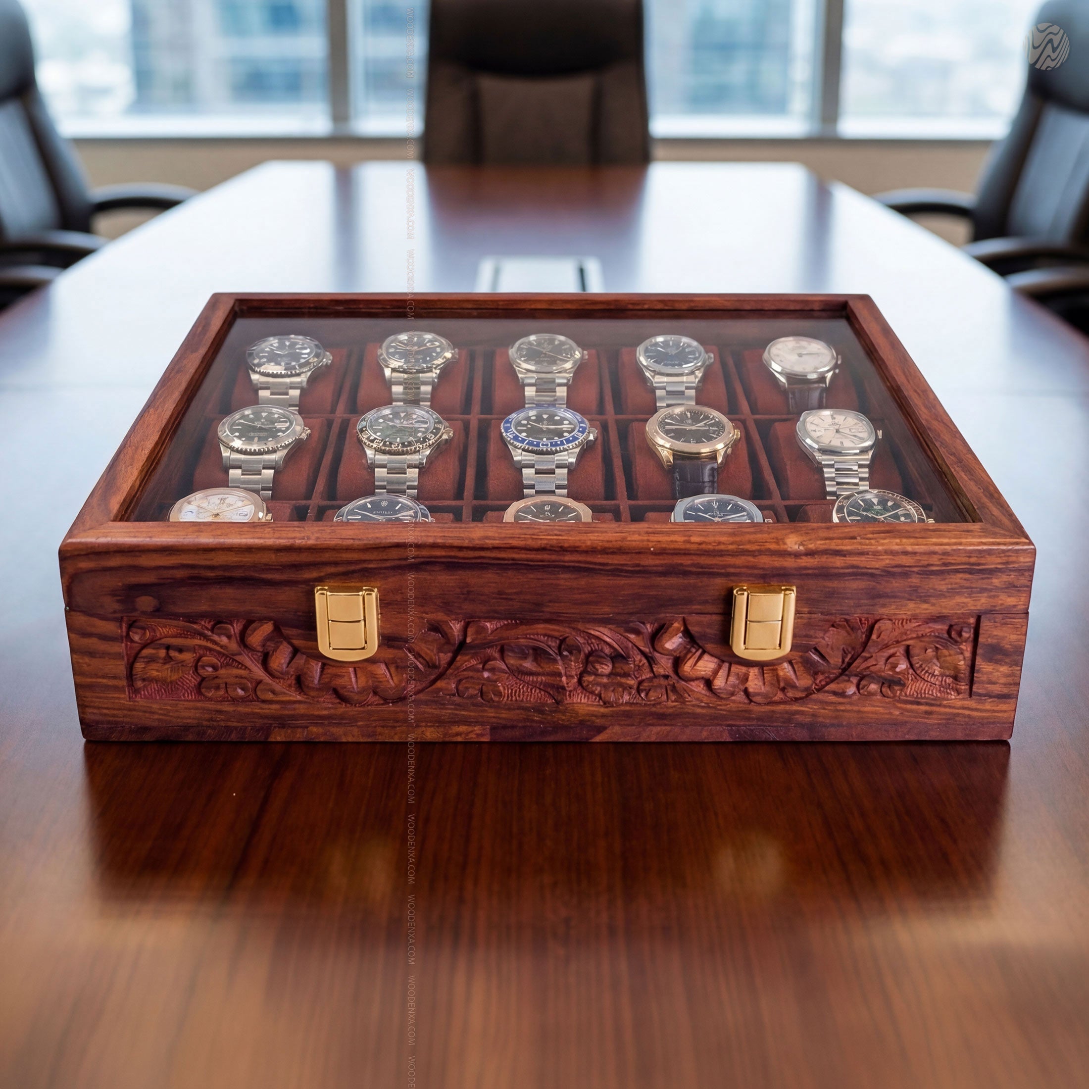 Premium 15 Slot Wooden Watch Box