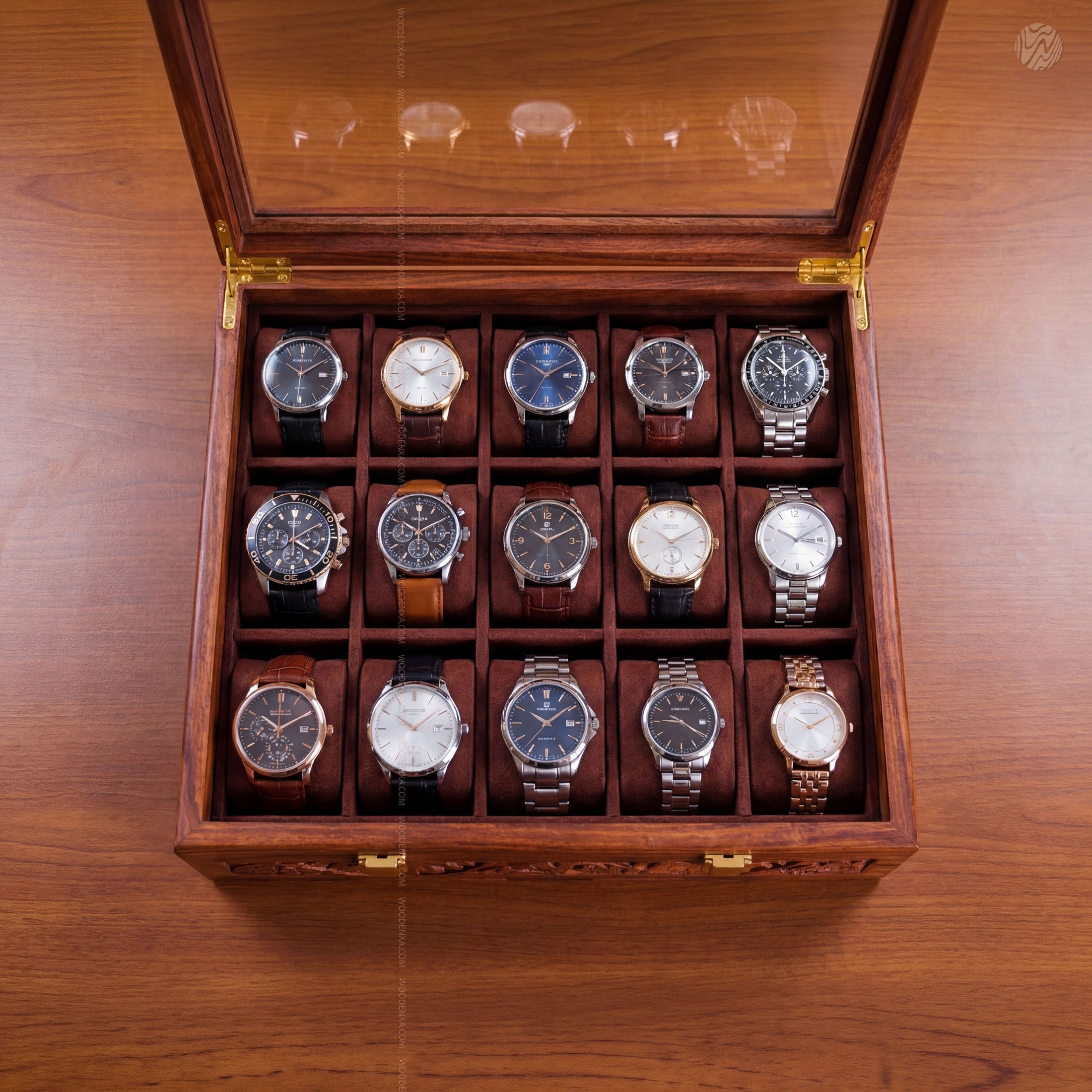 Premium 15 Slot Wooden Watch Box
