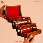 Trifold Wooden Jewelry Box 8x5 with