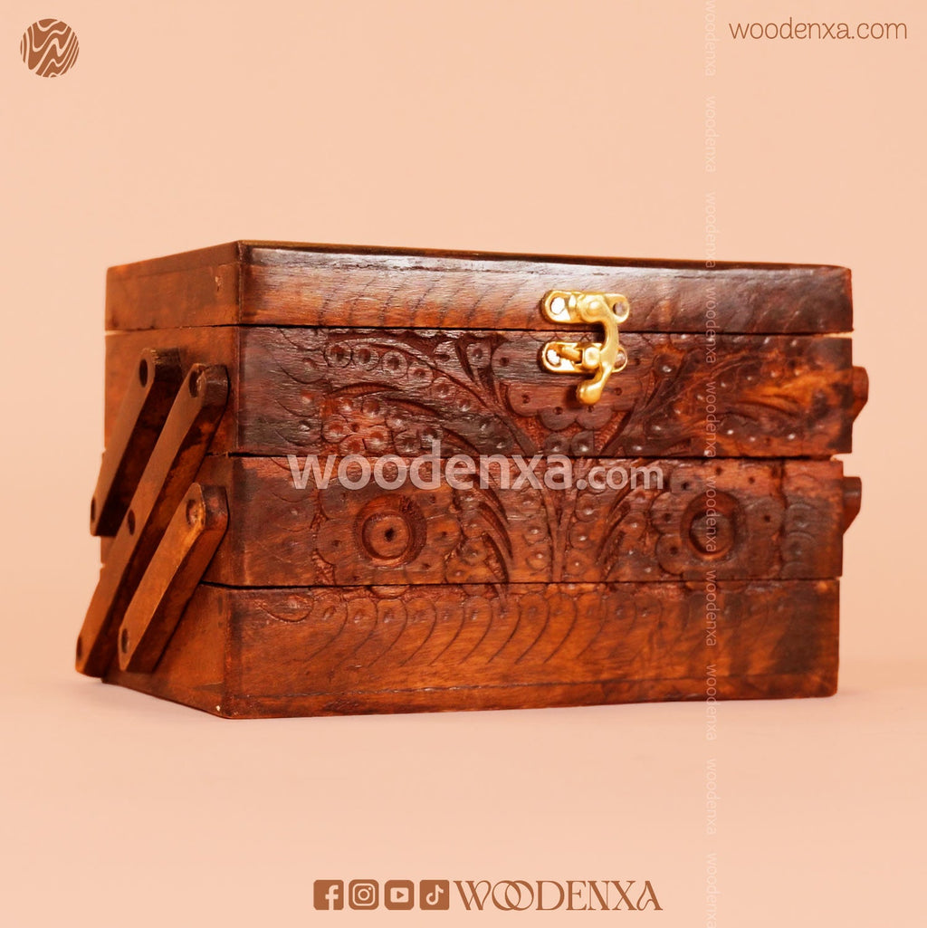 Trifold Wooden Jewelry Box 8x5 with