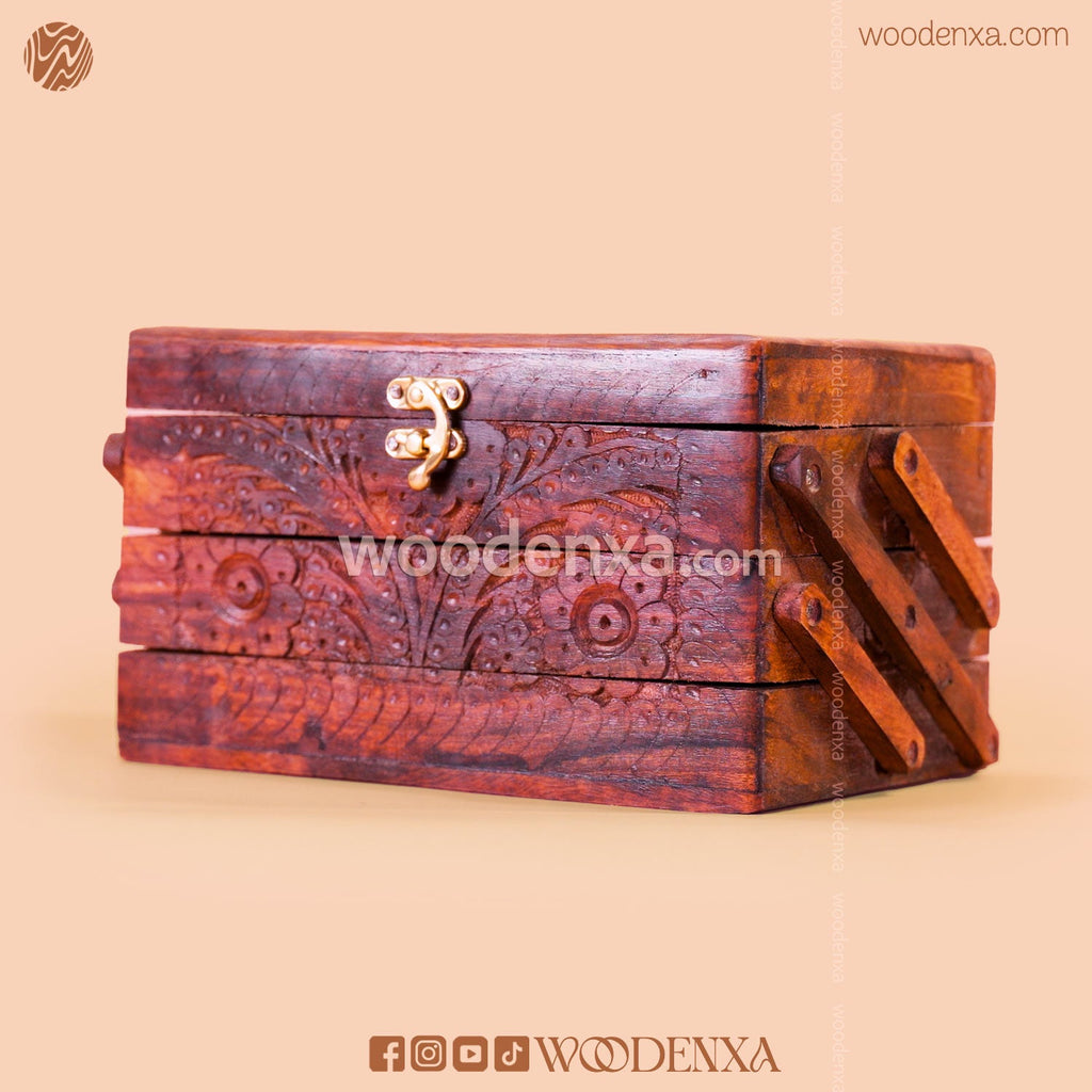 Trifold Wooden Jewelry Box 9x5 with