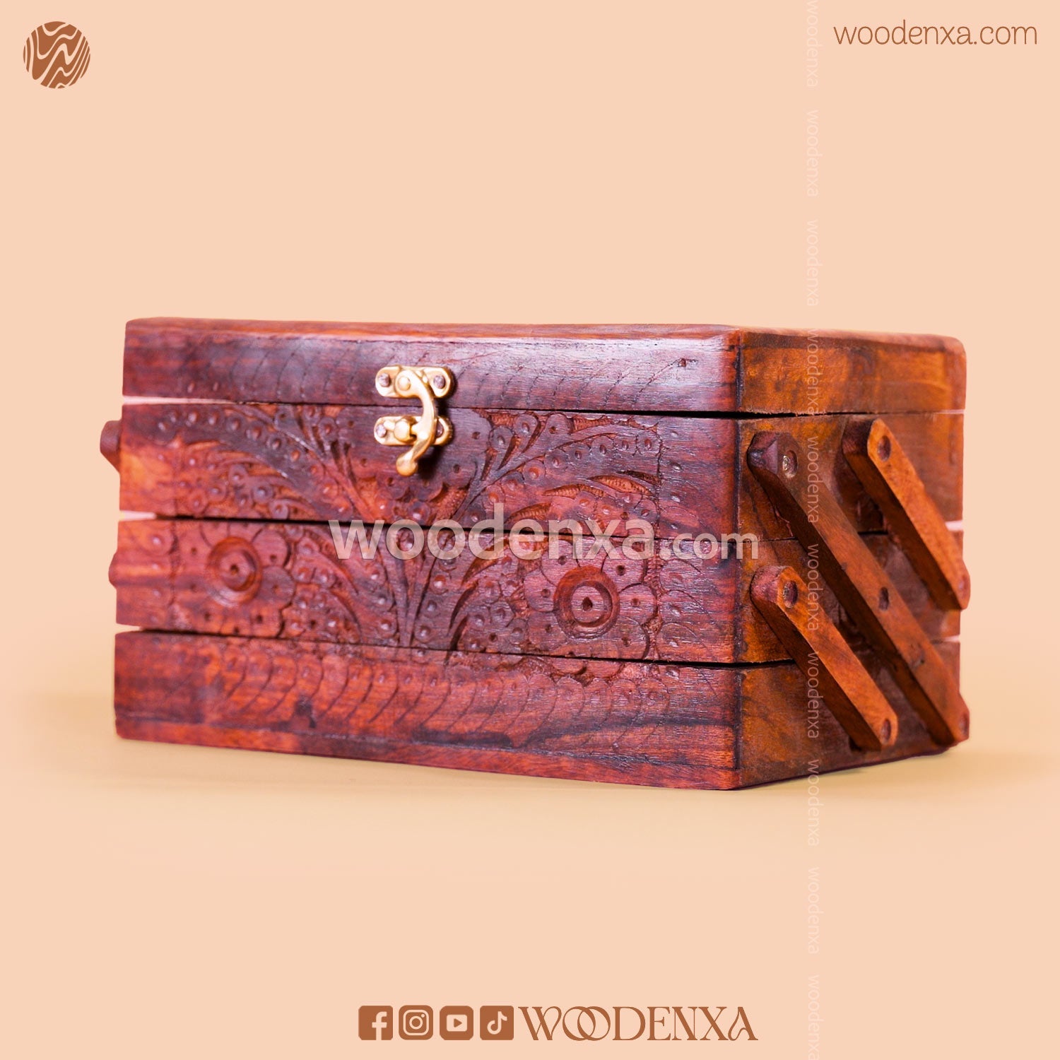 Trifold Wooden Jewelry Box 9x5 with