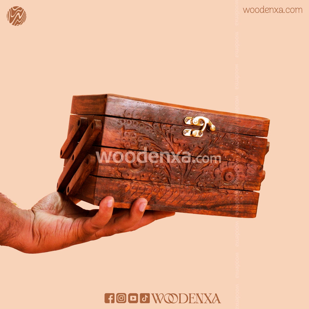 Trifold Wooden Jewelry Box 9x5 with