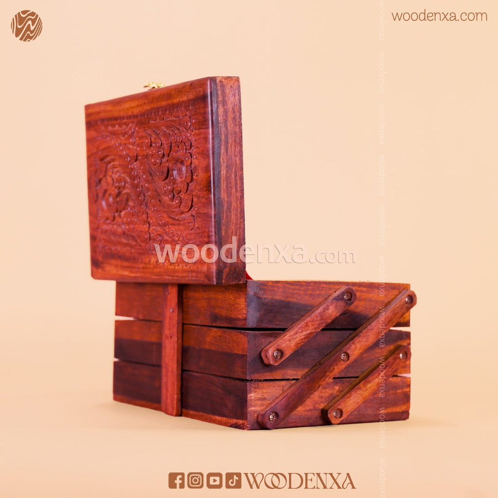Trifold Wooden Jewelry Box 9x5 with