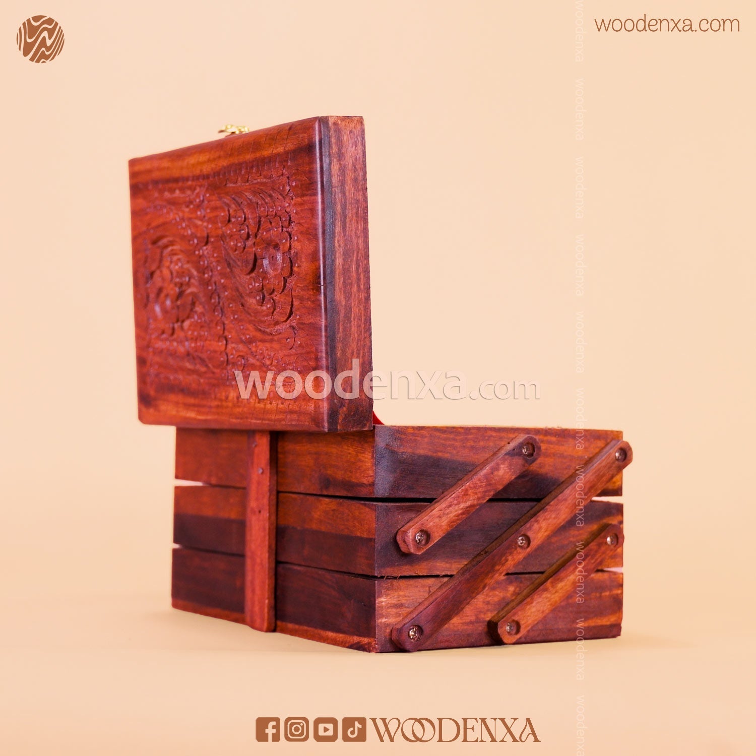 Trifold Wooden Jewelry Box 9x5 with