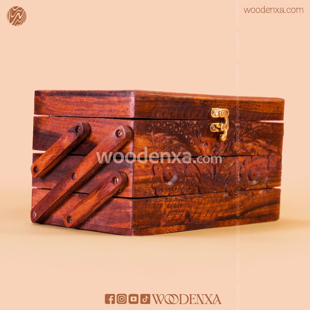 Trifold Wooden Jewelry Box 9x5 with