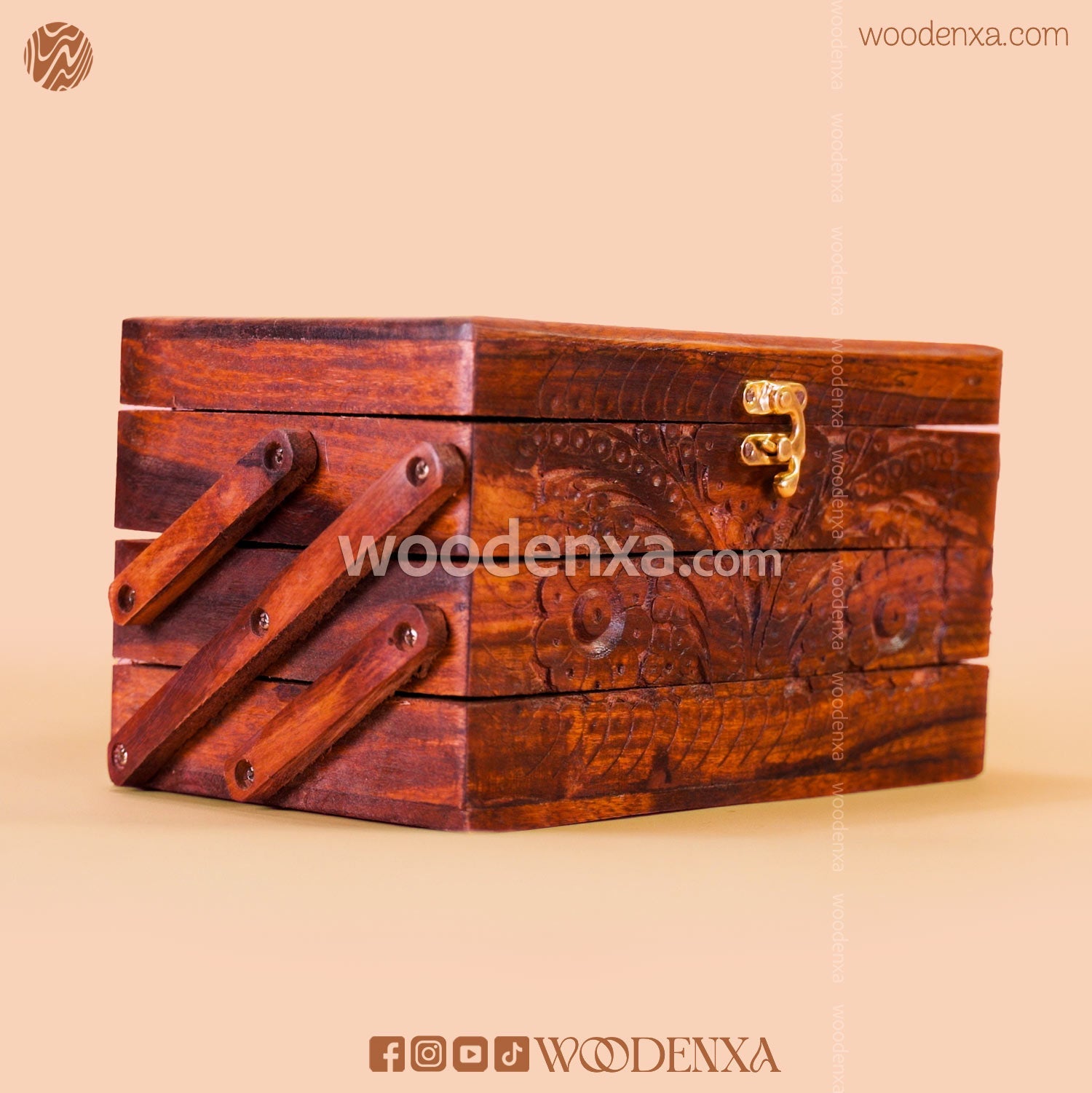 Trifold Wooden Jewelry Box 9x5 with