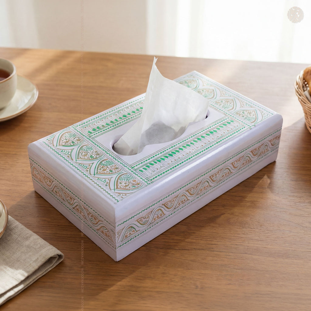 White Wooden Tissue Box