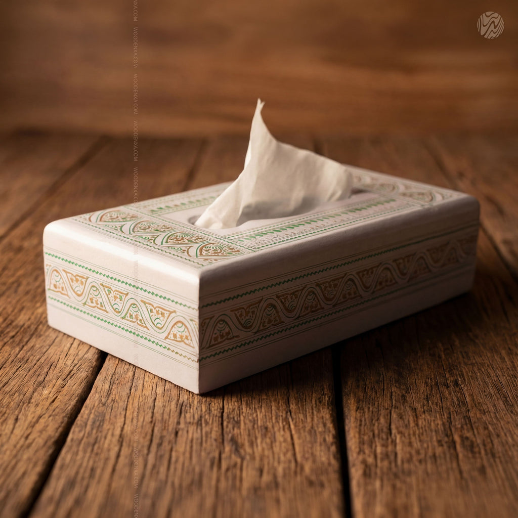 White Wooden Tissue Box