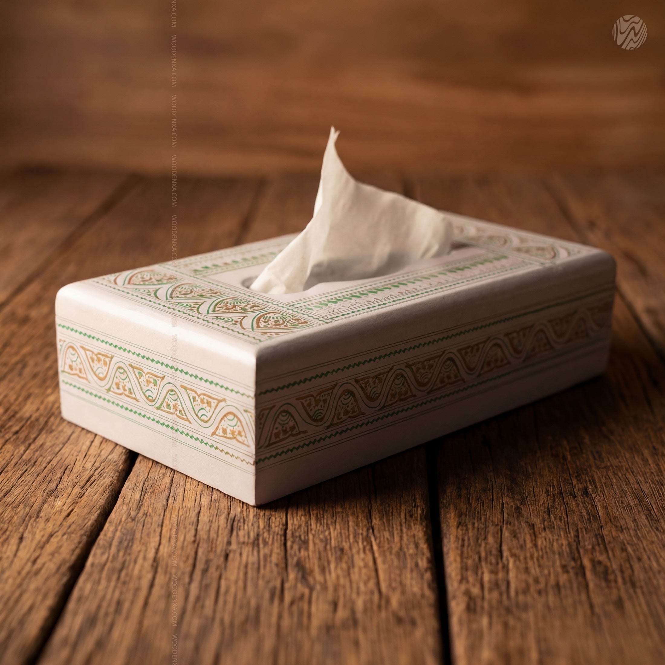 White Wooden Tissue Box