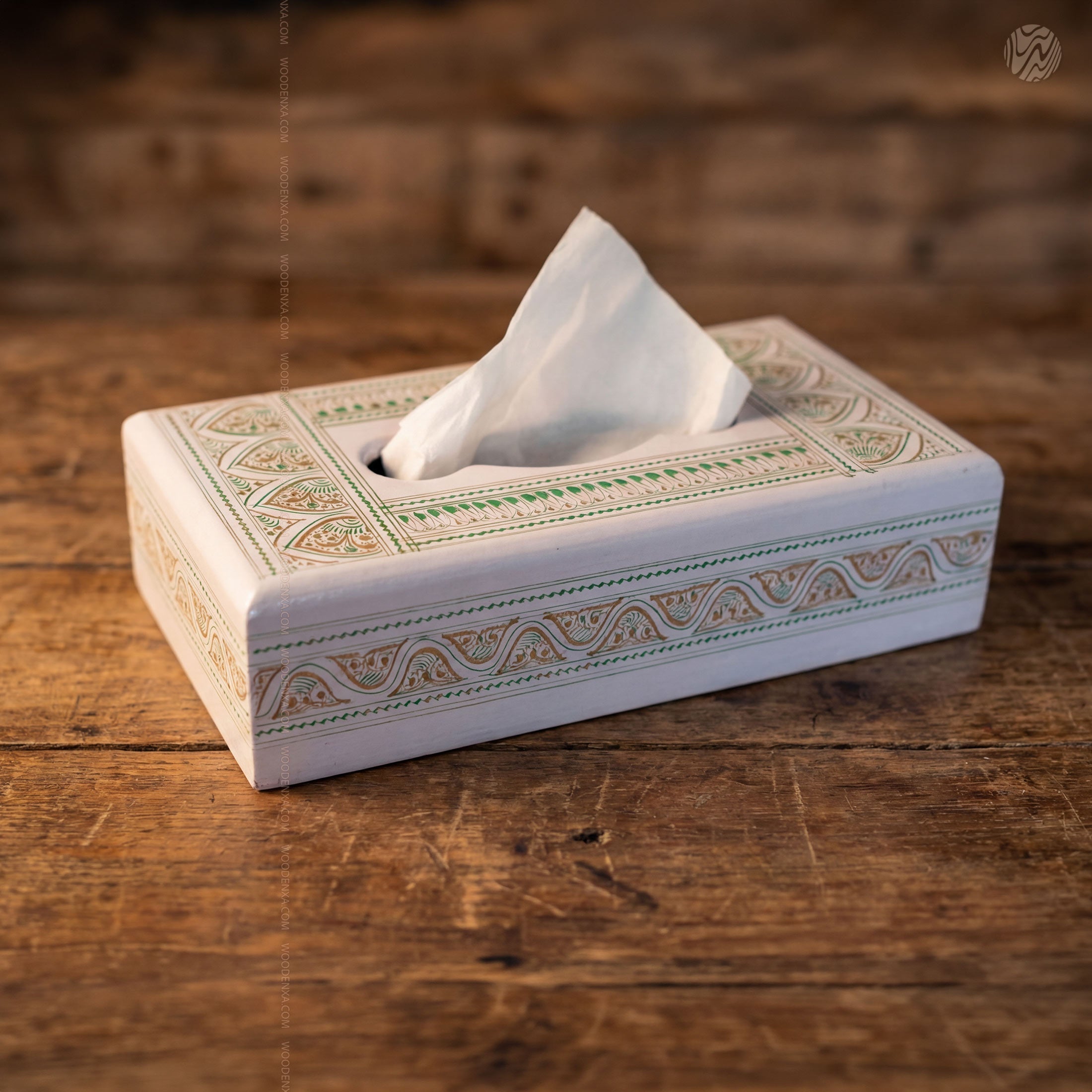 White Wooden Tissue Box