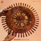Wooden Wall Clock 18 Inch Carving