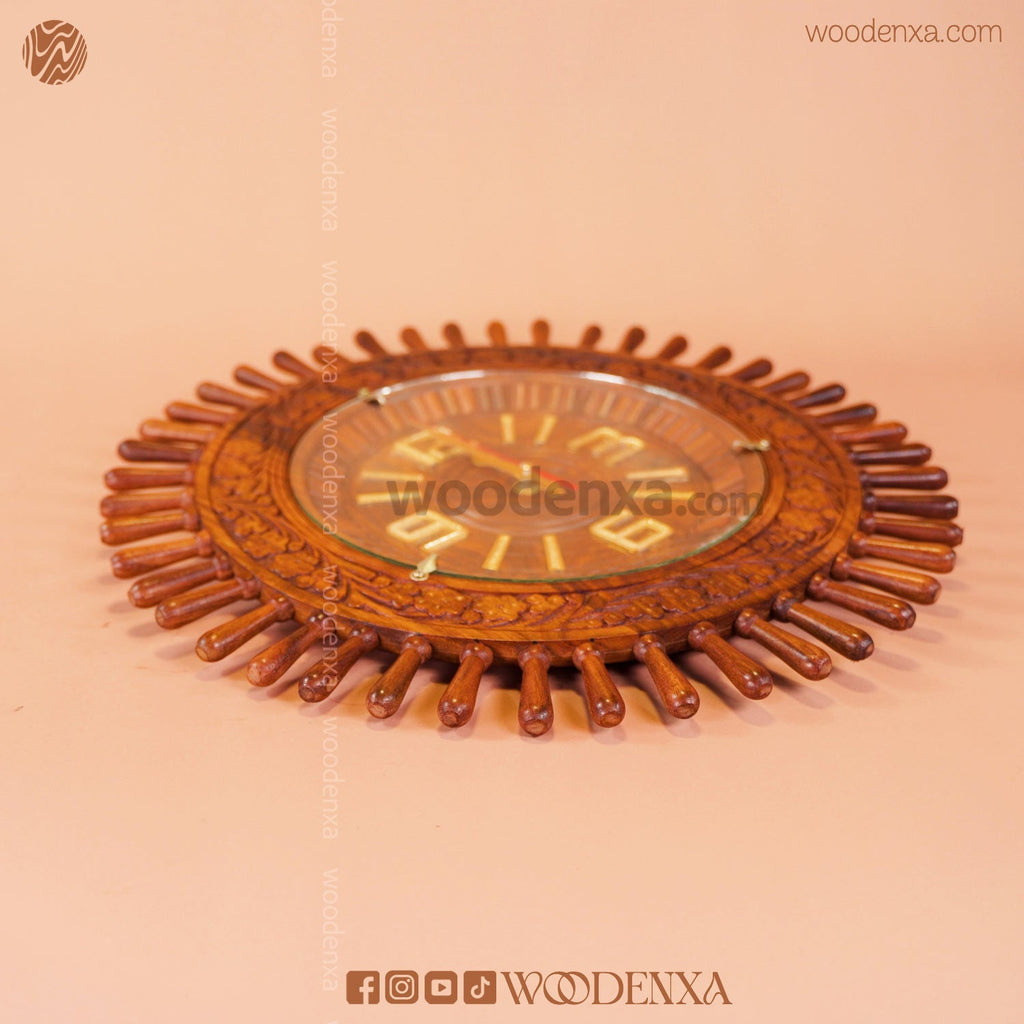 Wooden Wall Clock 18 Inch Carving