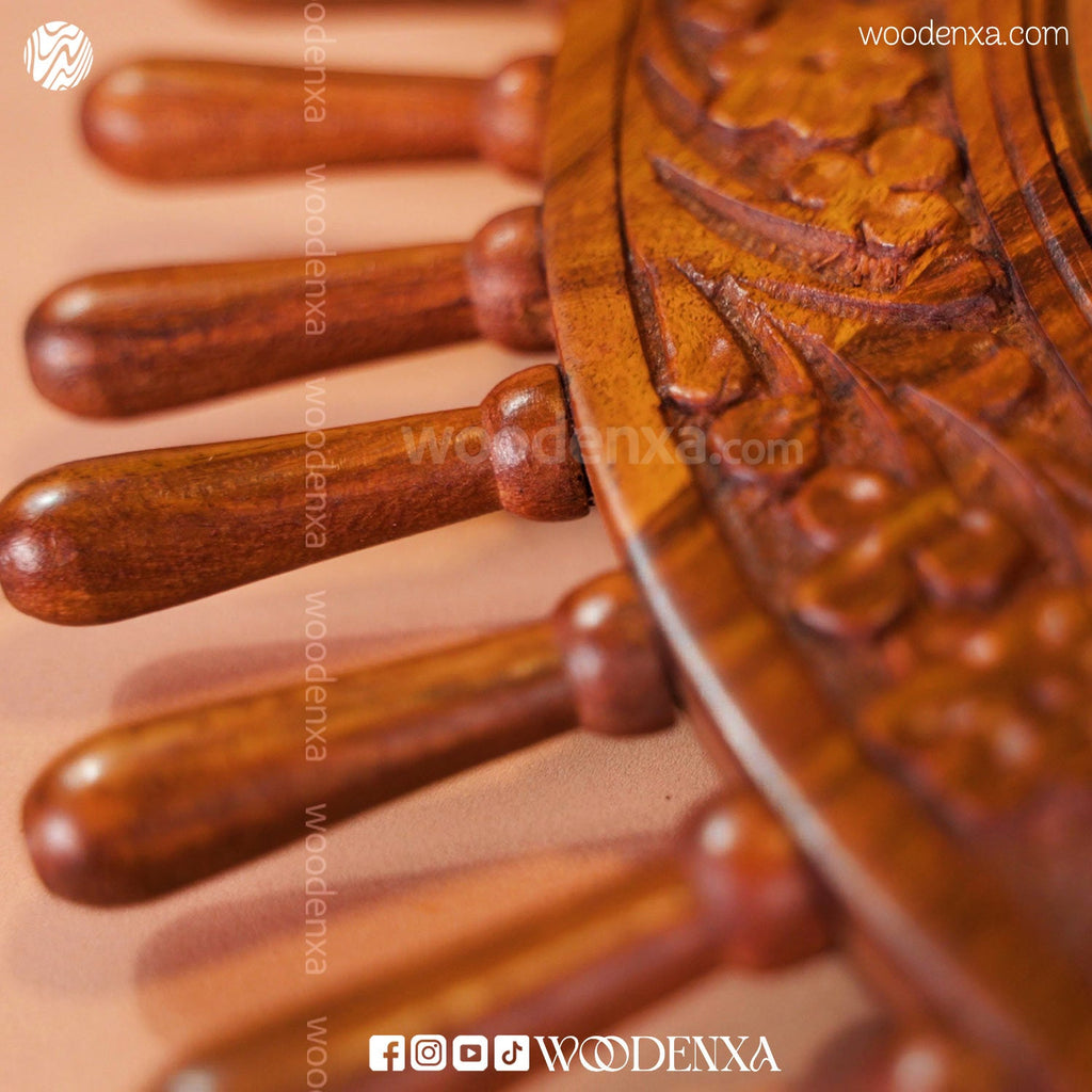 Wooden Wall Clock 18 Inch Carving