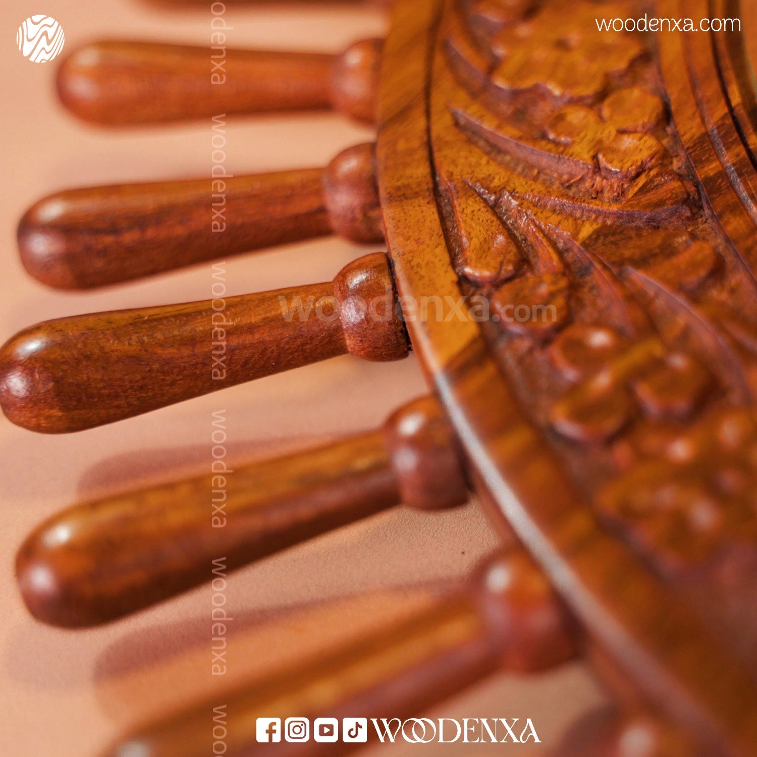 Wooden Wall Clock 18 Inch Carving