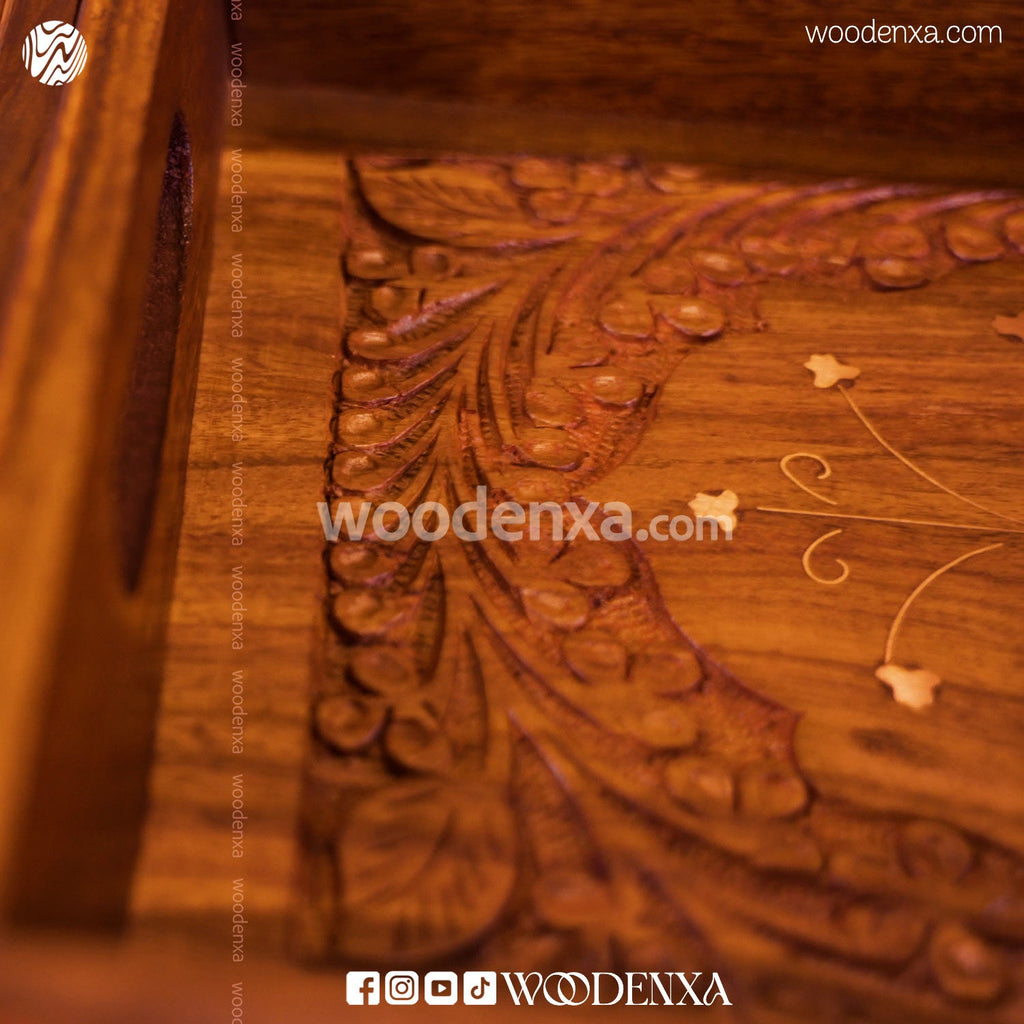 Wooden Carving Tray Set of 3