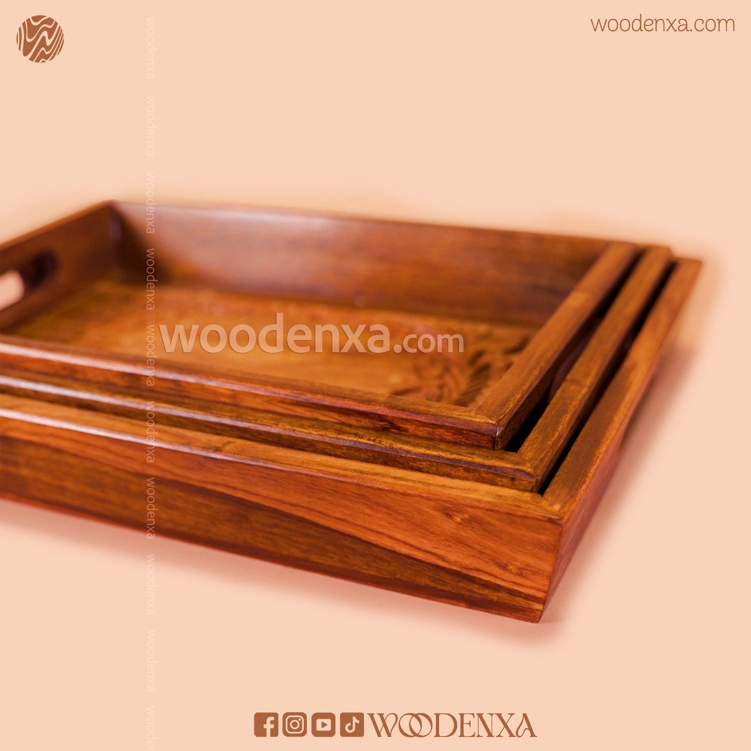 Wooden Carving Tray Set of 3