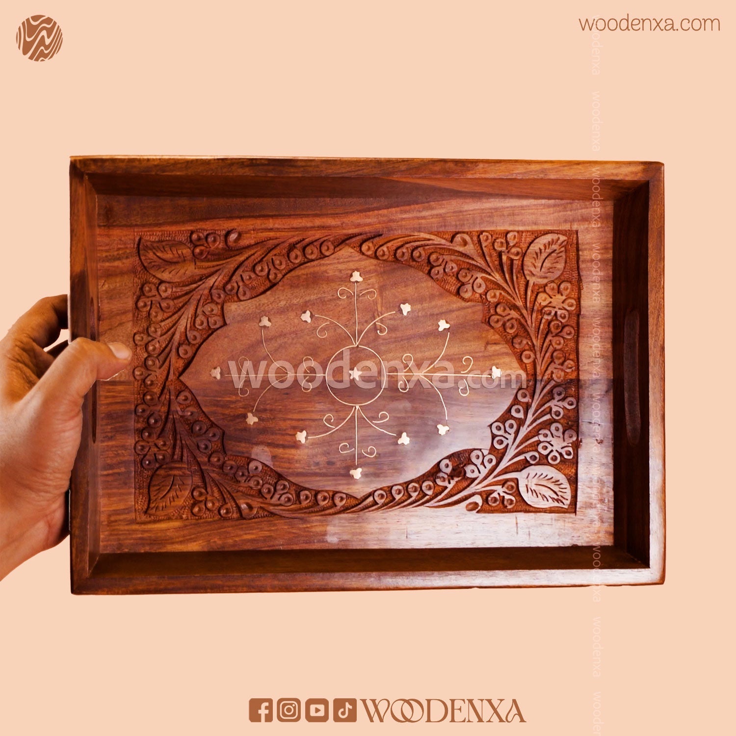 Wooden Carving Tray Set of 3