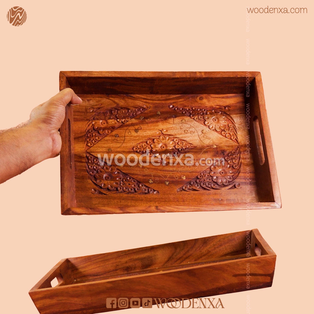 Wooden Carving Tray Set of 3