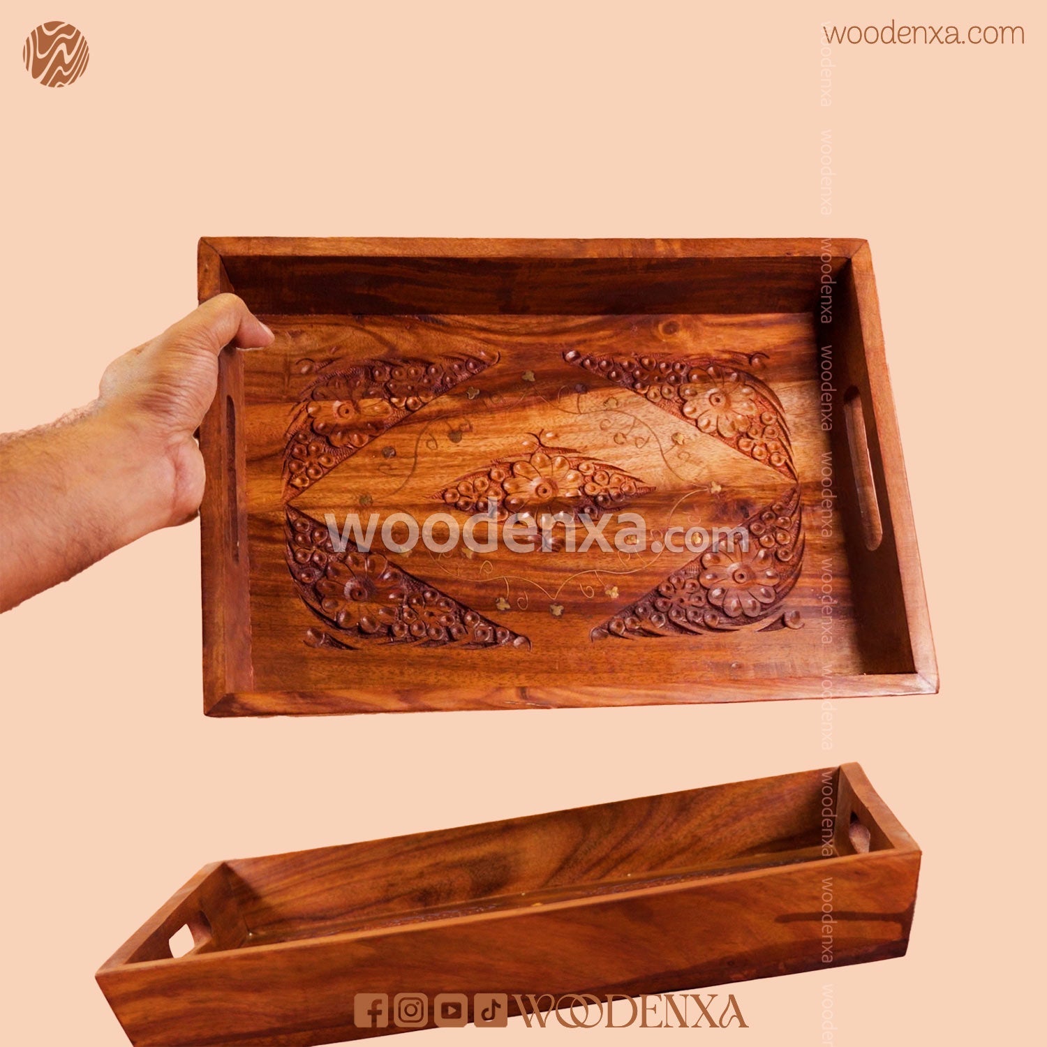 Wooden Carving Tray Set of 3